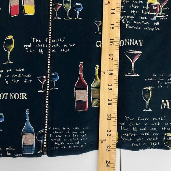 Jess & Jane Wine Cardigan Womens Small Jacket Party Navy Blue Full Zip - Picture 9 of 9